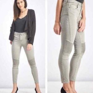 Pistola | Women Stone Gray Audrey Moto Jeans Ribbed Knee Rock Skinny Biker 29